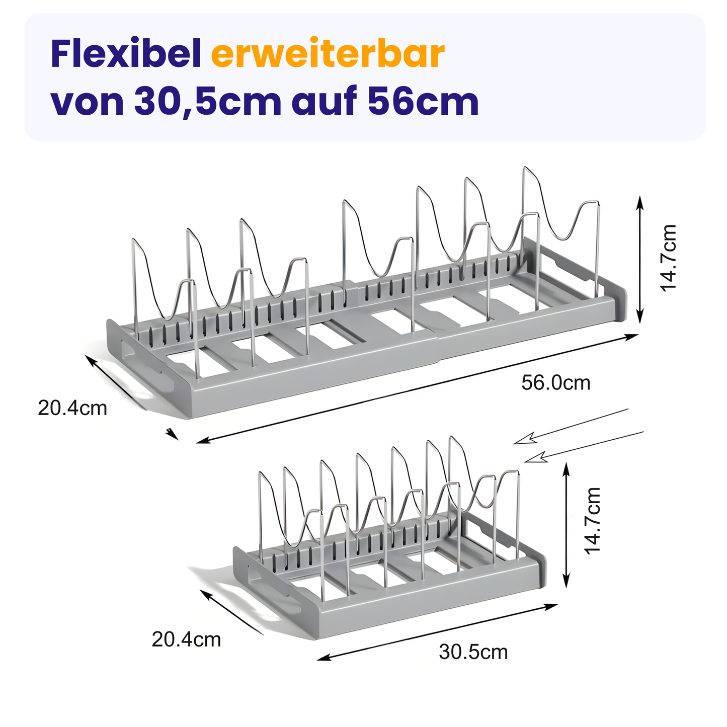 Verstellbarer Topf-Organizer für Küchenschränke – Ordnung für Töpfe & Deckel