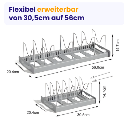 Verstellbarer Topf-Organizer für Küchenschränke – Ordnung für Töpfe & Deckel